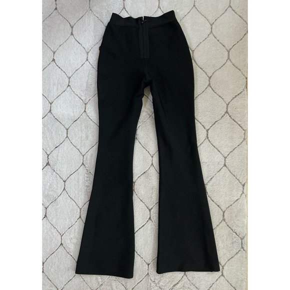 DAIMARAN Prague Women's Pants Flared Black High Waisted Trousers Buttons M - Picture 4 of 4
